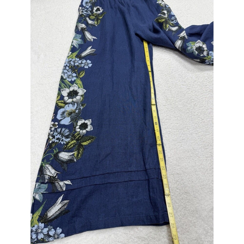 Anthropologie Jumpsuit Somerset Linen Blue Floral Retro Boho Preppy Medium NWT - Picture 6 of 14